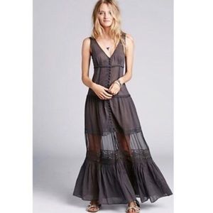 Free people Victoria button front maxi dress EUC